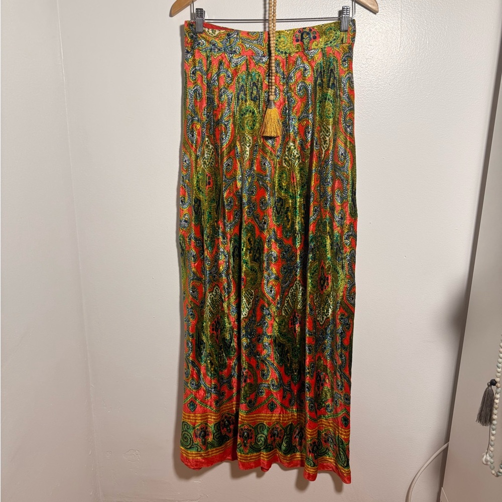 Vintage Velvet Paisley Maxi Skirt